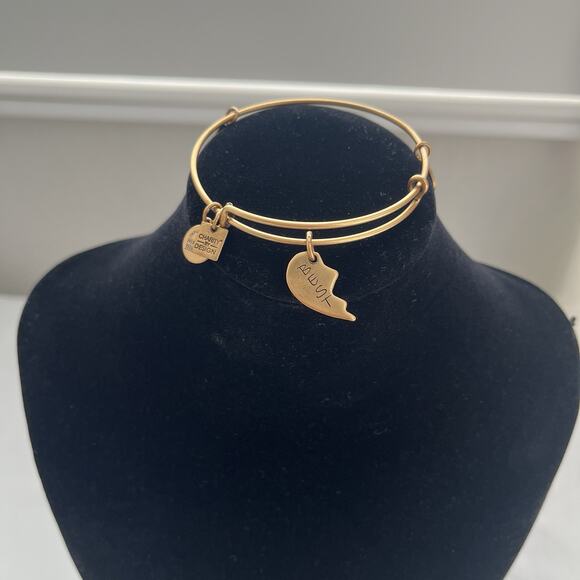 Alex And Ani Best half heart Charm Bracelet brass/gold color - Picture 2 of 6